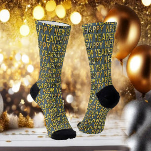 HNY Yellow-Gld Crew Socks