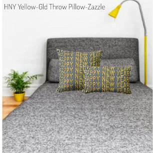 HNY Yellow-Gld Throw Pillow