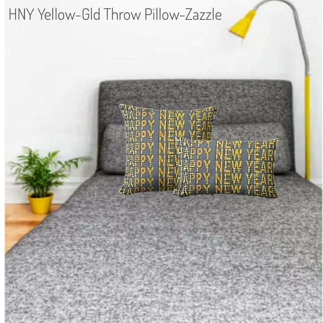 HNY Yellow-Gld Throw Pillow (Creator Uploaded)