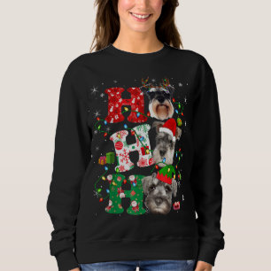 Ho3 Christmas Lights Santa Elf Reindeer Schnauzer Sweatshirt