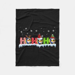 Ho3 Funny Xmas Reindeer Santa Elf Volleyball Playe Fleece Blanket