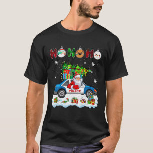 HO3 Santa Sunglasses Riding Driving Police Car Fun T-Shirt