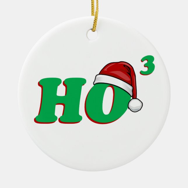 Ho 3 (Cubed) Christmas Humour Ceramic Tree Decoration (Front)