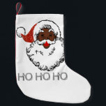 ho black santa small christmas stocking<br><div class="desc">"ho black santa ", "ho ho ho", "AFRICAN SANTA claus", "black santa sweater",  "African American santa", "AFRICAN SANTA",  "african american santa claus", " black santa", " Black Santa Claus", Kwanzaa</div>