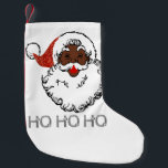 ho black santa small christmas stocking<br><div class="desc">"ho black santa ", "ho ho ho", "AFRICAN SANTA claus", "black santa sweater",  "African American santa", "AFRICAN SANTA",  "african american santa claus", " black santa", " Black Santa Claus", Kwanzaa</div>