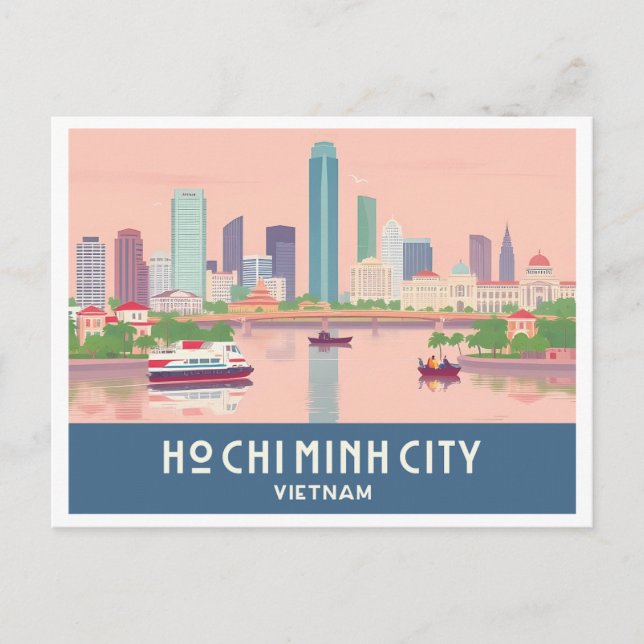 Ho Chi Minh City Vietnam Pastel Travel - Saigon Postcard (Front)