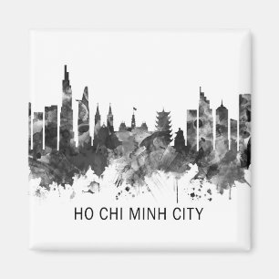 Ho Chi Minh City Vietnam Skyline BW Magnet