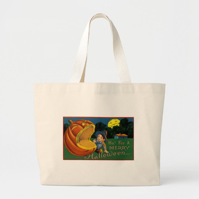 Ho! for  a Merry Halloween Large Tote Bag (Front)