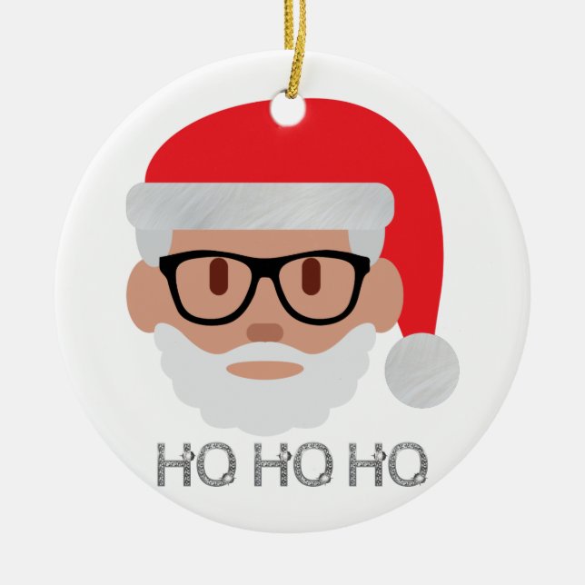 ho hipster santa ceramic tree decoration (Front)