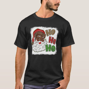 Ho Ho African American Santa Black Merry Christmas T-Shirt