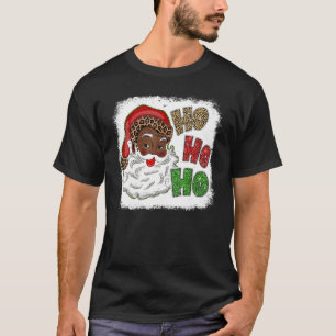 Ho Ho African American Santa Black Merry Christmas T-Shirt
