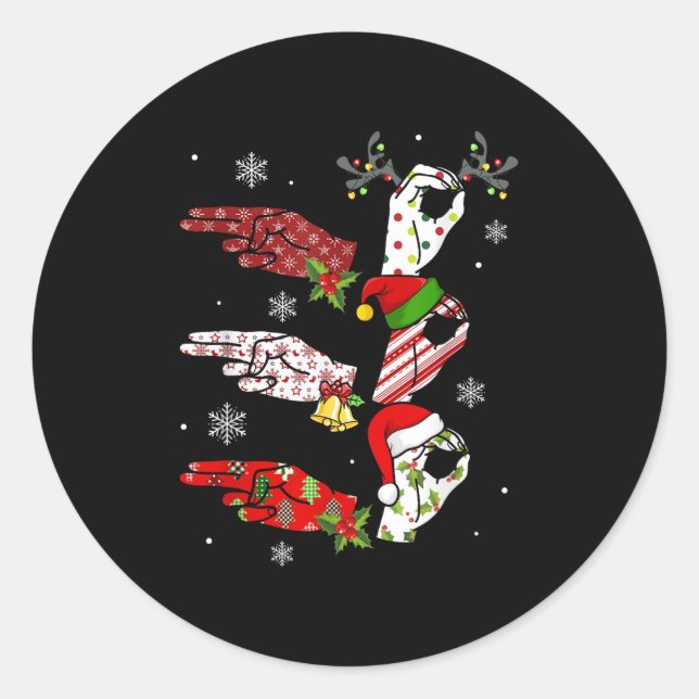 Ho Ho Asl Sign Language Deaf Pride Family Pyjamas  Classic Round Sticker (Front)