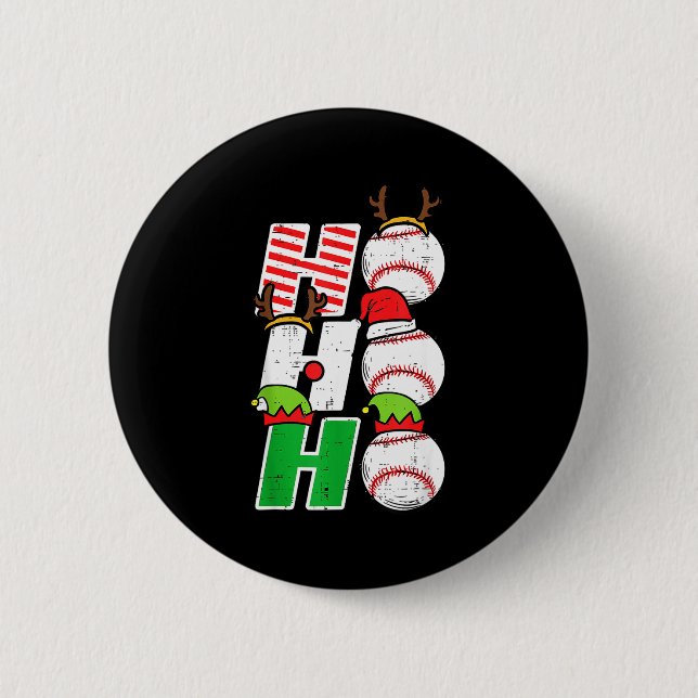 Ho Ho Baseball Elf Candy Cane Funny Christmas Srt  6 Cm Round Badge (Front)