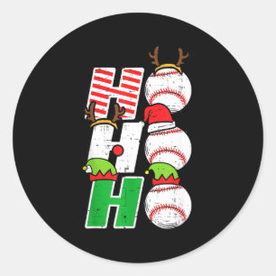 Ho Ho Baseball Elf Candy Cane Funny Christmas Srt  Classic Round Sticker