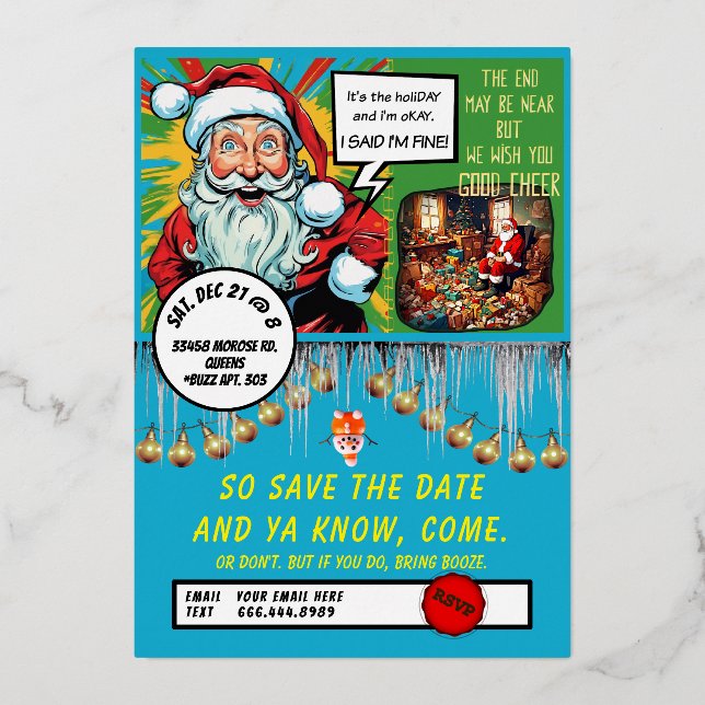HO HO HELP foil invitation (Back)