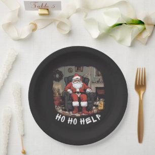 HO HO HELP HOARDER SANTA paper plate