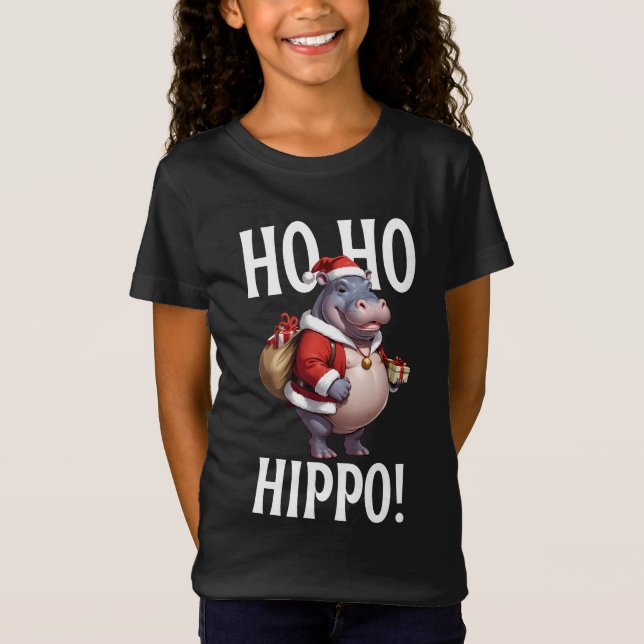 Ho Ho Hippo Christmas Humor Design T-Shirt (Front)