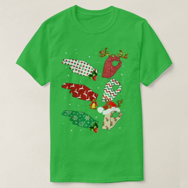 Ho Ho Ho ASL Sign Language Matching Family Pyjamas T-Shirt (Design Front)