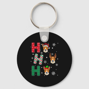 Ho Ho Ho Basenji Dog Lover Matching Christmas Sant Key Ring