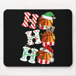 Ho Ho Ho Basketball Lights Santa Hat reindeer ELF  Mouse Pad