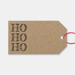 Ho Ho Ho black kraft blank handwritten Christmas Gift Tags