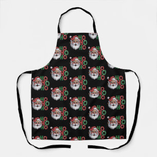 Ho Ho Ho Black Santa Retro Vintage Glitter Fun Apron