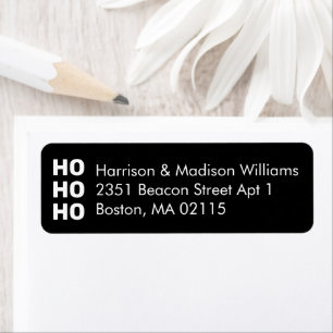 Ho Ho Ho black & white Christmas Return Address 
