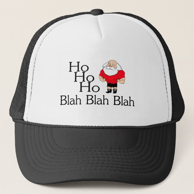 Ho Ho Ho Blah Blah Blah Christmas Trucker Hat (Front)