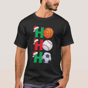 Ho Ho Ho Boys Christmas Sports Basketball Baseball T-Shirt