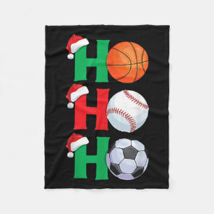 Ho Ho Ho Boys Christmas Srts Basketball Baseball S Fleece Blanket