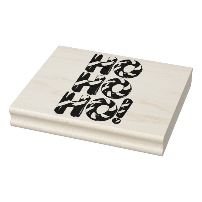 HO HO HO! Candy Cane Typography Rubber Stamp (Stamp)