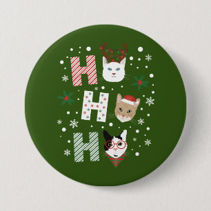 Ho Ho Ho Cats Merry Christmas 7.5 Cm Round Badge