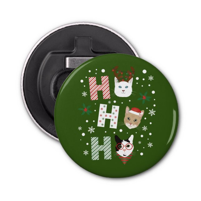 Ho Ho Ho Cats Merry Christmas Bottle Opener (Front)