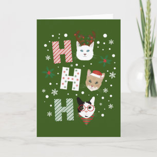 Ho Ho Ho Cats Merry Christmas Card