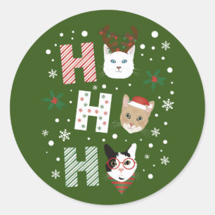 Ho Ho Ho Cats Merry Christmas Classic Round Sticker