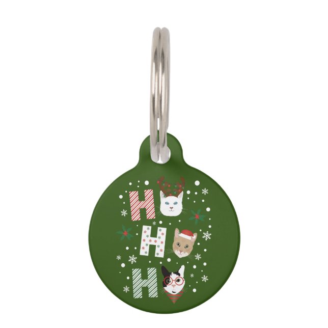 Ho Ho Ho Cats Merry Christmas Pet Tag (Front)