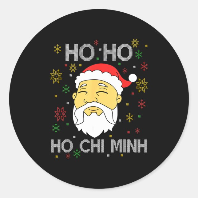 Ho Ho Ho Chi Minh Asian Vietnamese Santa Claus Chr Classic Round Sticker (Front)
