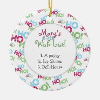 Ho Ho Ho Child's Wish List Ceramic Tree Decoration