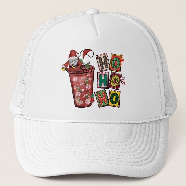 Ho Ho Ho Chirstmas Gnome Trucker Hat (Front)