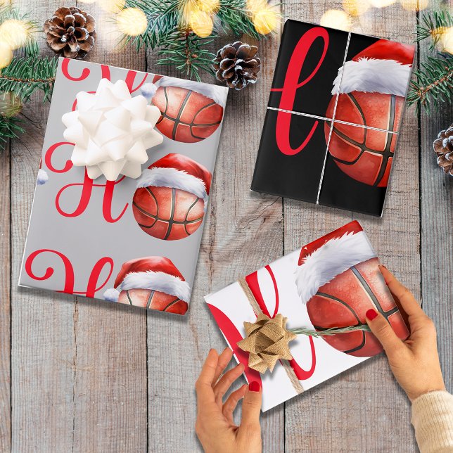 Ho Ho Ho Christmas Basketball  Wrapping Paper Sheet (Creator Uploaded)