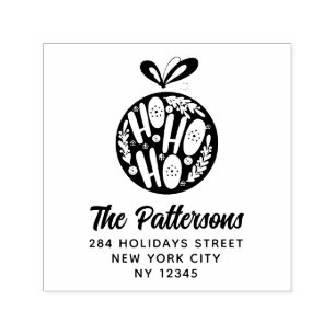 Ho Ho Ho Christmas Bauble Name Return Address Self-inking Stamp