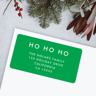 Ho Ho Ho   Christmas Bright Green Return Address Label