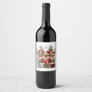 Ho Ho Ho Christmas Card Wine Label
