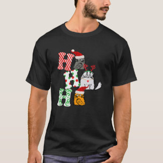 Ho Ho Ho Christmas Cat Lover Santa Claus Hat Xmas  T-Shirt
