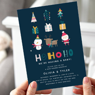 Ho Ho Ho Christmas Couples Baby Shower Invitation