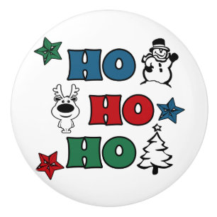 Ho-Ho-Ho Christmas design Ceramic Knob