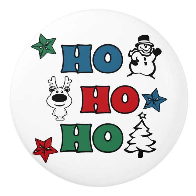 Ho-Ho-Ho Christmas design Ceramic Knob (Front)
