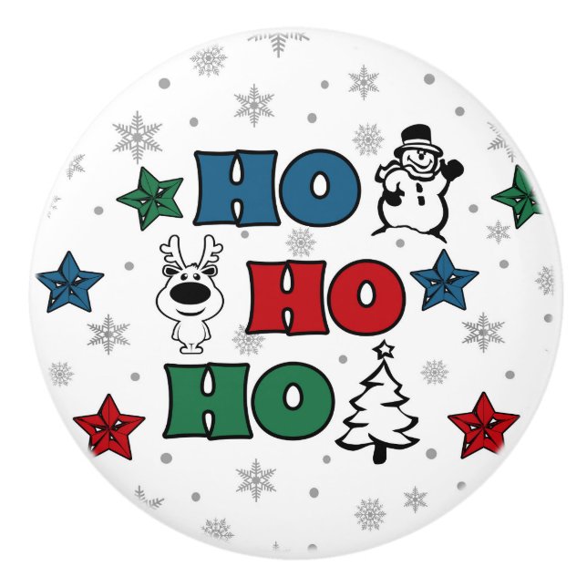 Ho-Ho-Ho Christmas design Ceramic Knob (Front)