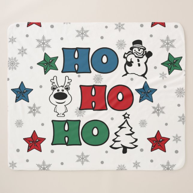 Ho-Ho-Ho Christmas design Sherpa Blanket (Front (Horizontal))