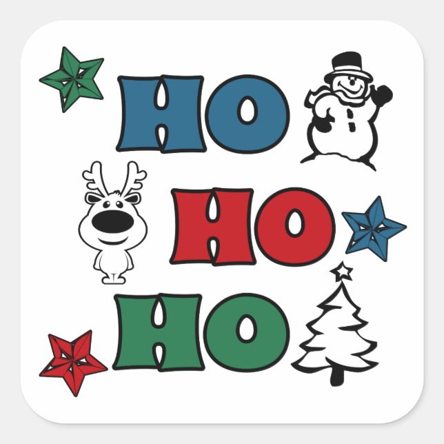 Ho-Ho-Ho Christmas design Square Sticker (Front)